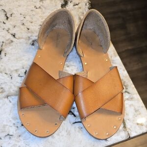 Target Tan Cross-Strap Sandals